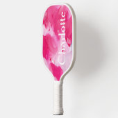 Moderne Roze Abstracte Borstellijn Aangepaste naam Pickleball Paddle (Links)