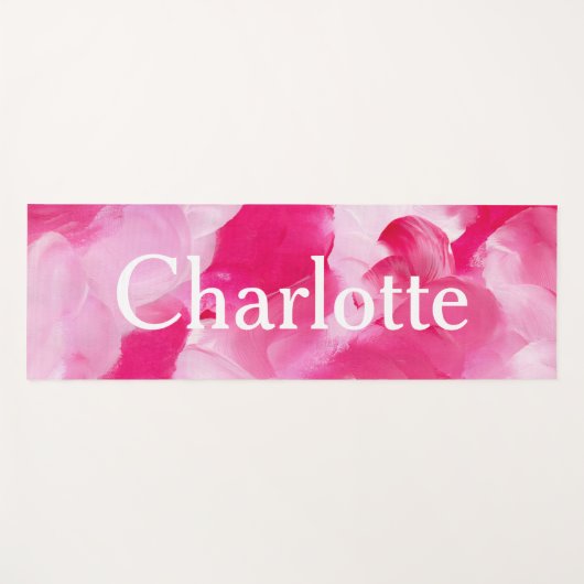 Moderne Roze Abstracte Borstellijn Aangepaste naam Yogamat (Voorkant (horizontaal))