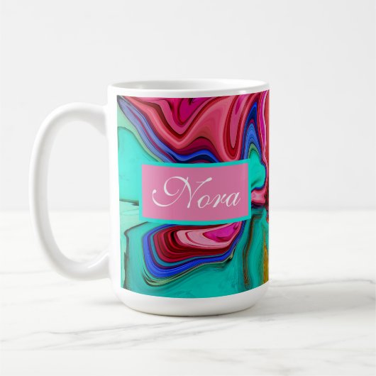 Moderne roze abstracte marmer Waterverf Aangepast Koffiemok (Links)