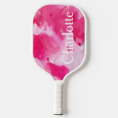 Moderne Roze Abstracte Penseelstreek Gepersonalise Pickleball Paddle (Achterkant)