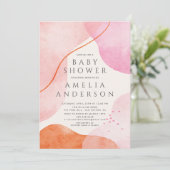 Moderne roze Abstracte vormen Baby shower Kaart (Staand voorkant)