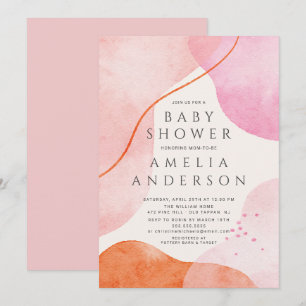 Moderne roze Abstracte vormen Baby shower Kaart