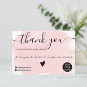 Moderne roze abstracte waterverf bedankt (Staand voorkant)