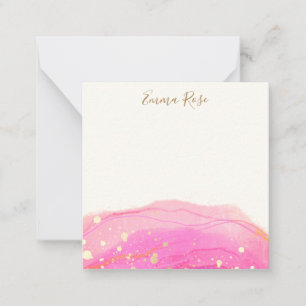 Moderne roze Abstracte Waterverf Bedankt voor je o Notitiekaartje