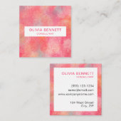 Moderne roze Abstracte Waterverf Vierkante Visitekaartje (Voorkant / Achterkant)
