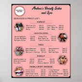 Moderne Roze Add Logo Foto's Salon & Spa Prijslijs Poster (Voorkant)