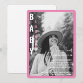 Moderne Roze Afgeronde Z/W Foto Baby Shower  Kaart (Voorkant / Achterkant)