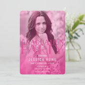 Moderne Roze Afstudeerfeest Afgestudeerde Foto Kaart (Staand voorkant)