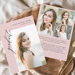 Moderne Roze Afstudeerfoto Eenvoudige Afstuderen Aankondiging