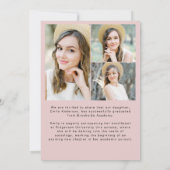 Moderne Roze Afstudeerfoto Eenvoudige Afstuderen Aankondiging (Achterkant)