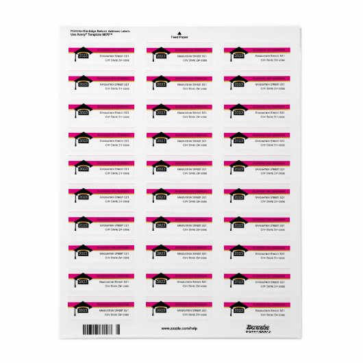 Moderne, roze afstuderen 2021 pet zwart, wit etiket (Full Sheet)
