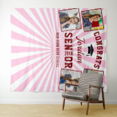 Moderne roze Afstuderen 4 Foto Booth Backdrop Wandkleed (In Situ (horizontaal))