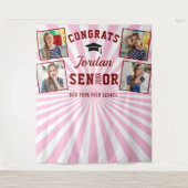 Moderne roze Afstuderen 4 Foto Booth Backdrop Wandkleed (Voorkant)