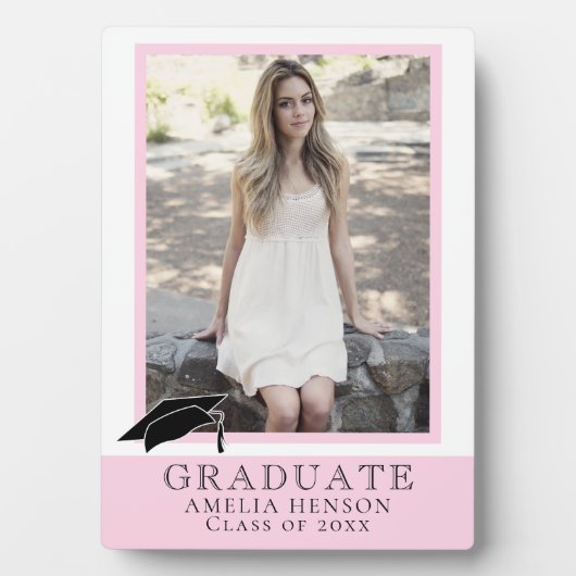 Moderne roze Afstuderen Afstuderen Foto Fotoplaat (voorkant)