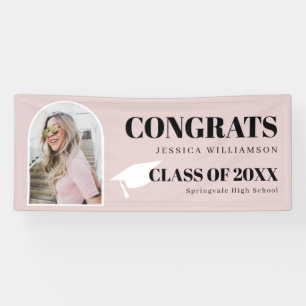 Moderne roze Afstuderen Banner van de Foto van de 