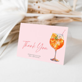 Moderne Roze Aperol Spritz Bruidsdouche Bedankkaart