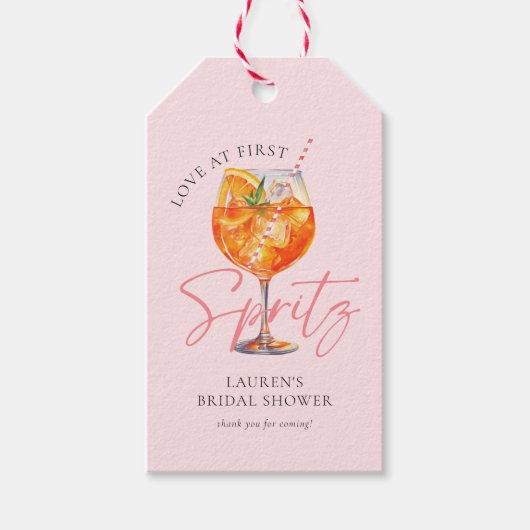 Moderne Roze Aperol Spritz Bruidsdouche Cadeaulabel (Voorkant)