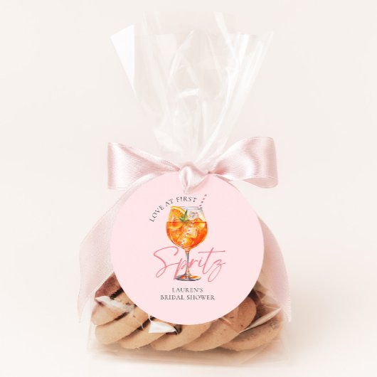Moderne Roze Aperol Spritz Bruidsdouche Ronde Sticker