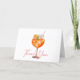 Moderne Roze Aperol Spritz Bruidsfeest Bedankkaart