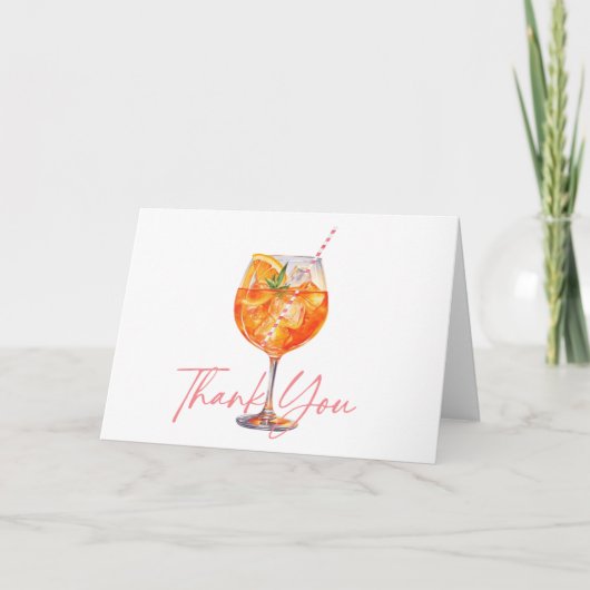 Moderne Roze Aperol Spritz Bruidsfeest Bedankkaart (Voorkant)