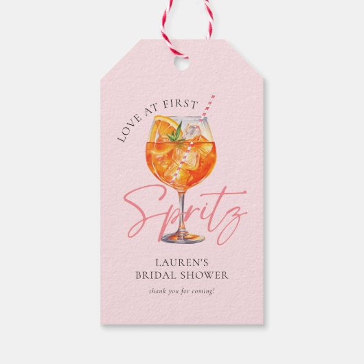 Moderne Roze Aperol Spritz Bruidsfeest Cadeaulabel (Achterkant)