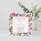 Moderne roze aquarel bloem Verlovingsfeestje Kaart (Staand voorkant)