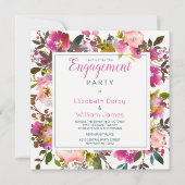 Moderne roze aquarel bloem Verlovingsfeestje Kaart (Voorkant)