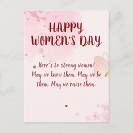 Moderne Roze Aquarel Bloem Women's Day Briefkaart
