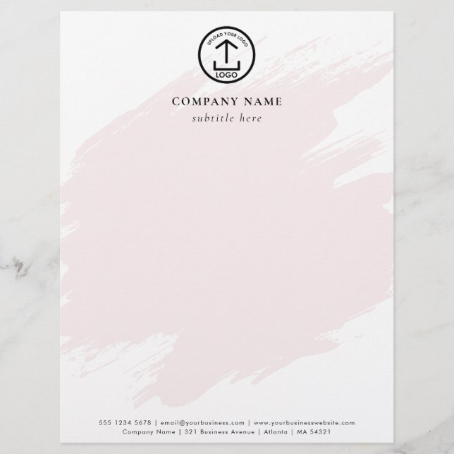 Moderne Roze Aquarel Sjabloon Zakelijk Logo Briefhoofd (Voorkant)