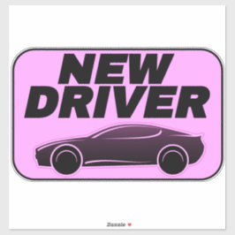 Moderne roze auto Sticker (student nieuwe chauffeu