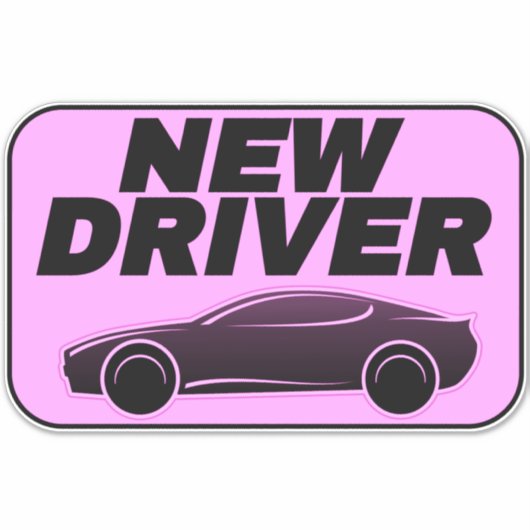 Moderne roze auto Sticker (student nieuwe chauffeu (Voorkant)
