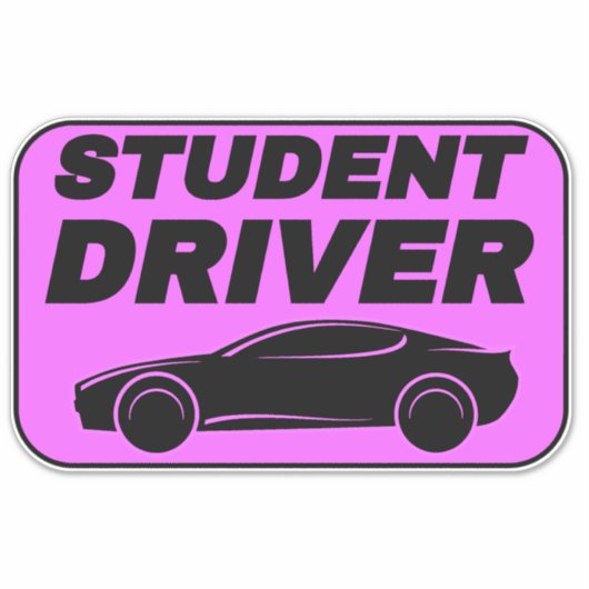 Moderne Roze Auto Sticker voor Nieuwe Student Driv (Voorkant)