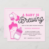 Moderne roze Baby is Baby shower aan het brouwen (Voorkant / Achterkant)