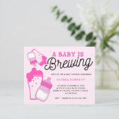 Moderne roze Baby is Baby shower aan het brouwen (Staand voorkant)