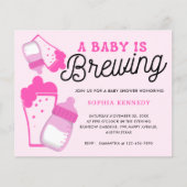 Moderne roze Baby is Baby shower aan het brouwen (Voorkant)