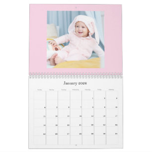 Moderne Roze Baby Meisje Familie Foto Agenda 2026 Kalender