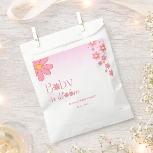 Moderne roze baby shower bedankzakje (Geknipt)