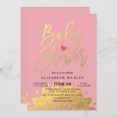 Moderne roze Baby shower Kaart (Voorkant / Achterkant)