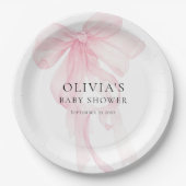Moderne Roze Baby Shower Met Tinte Boog Papieren Bordje (Voorkant)