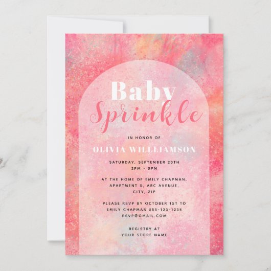 Moderne roze Baby voor Abstracte Waterverf Kaart (Voorkant)