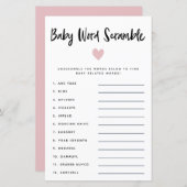 Moderne roze Baby Word Scramble Game (Voorkant / Achterkant)