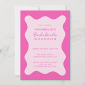 Moderne Roze Bachelorette Reisplan Golfachtige Uit Kaart (Voorkant)