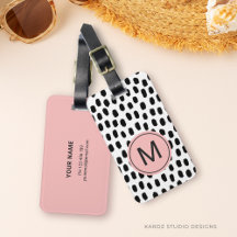 Moderne Roze Bagage Label met Monogram