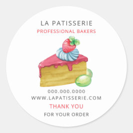 Moderne, roze bakkerijdozen ronde sticker