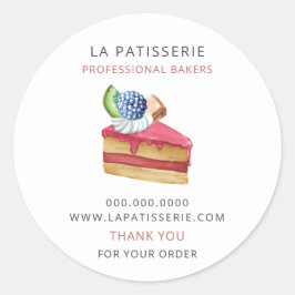 Moderne, roze bakkerijdozen ronde sticker