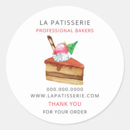 Moderne, roze bakkerijdozen ronde sticker