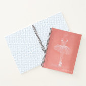 Moderne Roze Ballerina Schets Aangepaste Naam Notitieboek (Binnen)