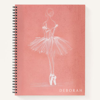 Moderne Roze Ballerina Schets Aangepaste Naam Notitieboek