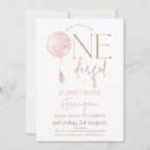 Moderne roze ballon Onederful 1e verjaardag Kaart (Voorkant)