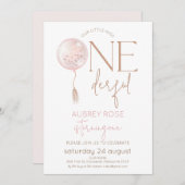 Moderne roze ballon Onederful 1e verjaardag Kaart (Voorkant / Achterkant)